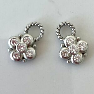 Judith Ripka Sterling Silver Crystal Quartz Diamonique Charms Earrings