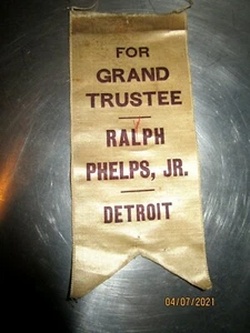 For Grand Trustee Ralph Phelps Jr Detroit Ribbon b321 - Picture 1 of 2