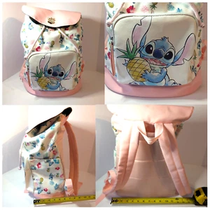 Disney Stitch Pineapple Slouch Backpack Laptop Pouch Hawaiian Pastel Floral USED - Picture 1 of 19