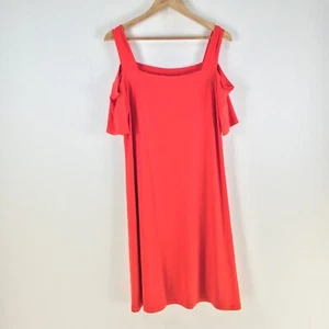 Capture dress womens 14 shift red short sleeve cold shoulder 108058 - Picture 1 of 8