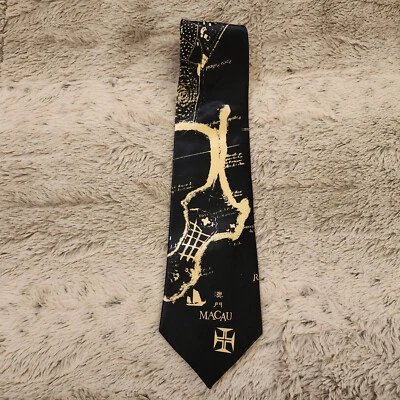 Corbata de recuerdo para hombre azul marino MACAU China mapa Foto 1 de 4