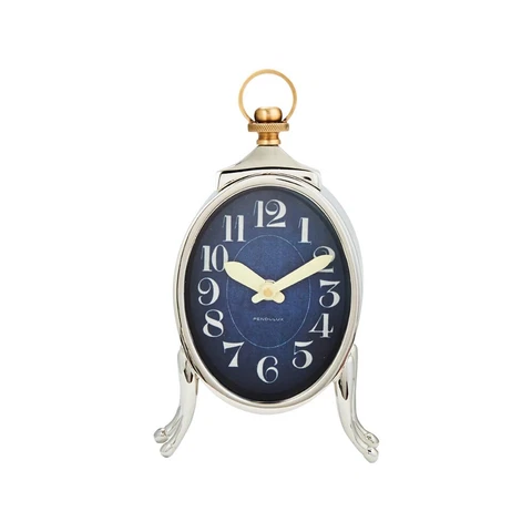Nickel Plated, Brass, Charming Sophia Table Clock with Decorative Loop Cover