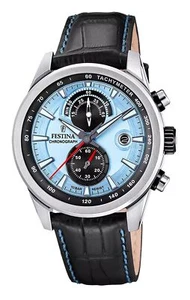 Festina Timeless Chronograph Blue Dial Quartz 100M Men's Watch F20695-2 - Picture 1 of 3