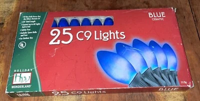 Holiday Wonderland #771766 Juego de luces de Navidad, bombillas C9 de cerámica azul NUEVO en caja Foto 1 de 4