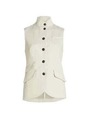 NEW RAG & BONE Slade Ponte Vest in Ivory Stripe SZ S   #SJ1170 - Image 1 of 4