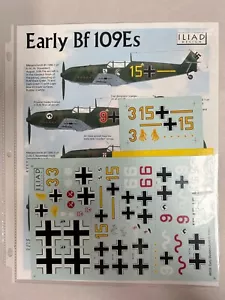 NEU Vintage Ilias Design 48006 frühe Bf 109E Kriegsmodellflugzeug 1/48 Aufkleber (ANG3) - Bild 1 von 4