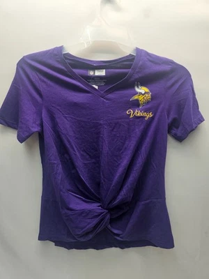 Camiseta para mujer Minnesota Vikings púrpura con cuello en V corbata delantera talla M Foto 1 de 2