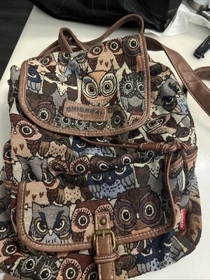 Unionbay сова рюкзак коричневый серый синий совы птица сумка рюкзак вышитый - Изображение 1 из 4