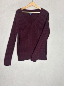 Chaps, Damen Pullover Pulli weinrot Zopfmuster V-Ausschnitt, Gr. XL - gebraucht - Bild 1 von 8