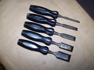 5 CRAFTSMAN WOOD CHISEL SET, USA. WF 1/4" THRU 1 1/4" - Picture 1 of 5