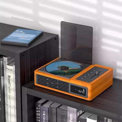 THINKYA R02 Retro CD Player 2x1.5W FM Bluetooth 5.0 Integrated Album Wood-color - Image 1 of 4