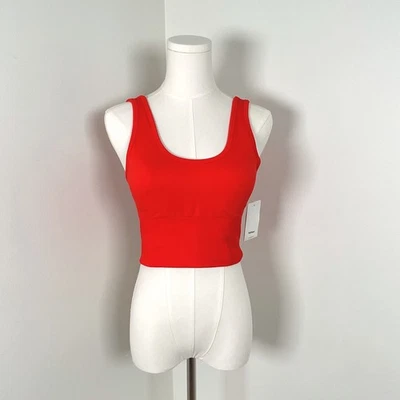 Regata Halfdays Spritz cropped laranja com nervuras sem mangas acolchoada roupa ativa MED - Imagem 1 de 4