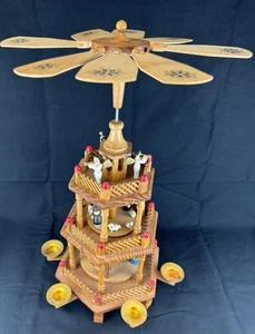 Vtg. Lillian Vernon Christmas 3 Tier Wooden Pyramid Candle Carousel 18” NOTES - Picture 1 of 13