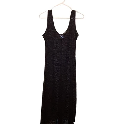 Maxi traje de baño encubrimiento negro crochet vintage Y2K Xhilaration para mujer talla M Foto 1 de 3
