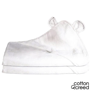 Premium Baby Hooded Bath Towel 100% Combed Cotton Soft With EARS 75 X 75cm White - Picture 1 of 8