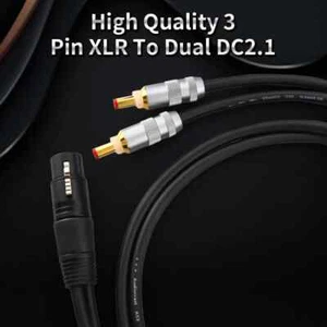 OFC 3Pin XLR Female to Dual DC2.1 /DC2.5 DC HDPlex PSU DC Power Splitter Cable - Picture 1 of 9