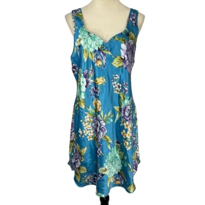 Camisón Vintage Expressions Floral Chemise Azul Púrpura Flores Lencería Grande Foto 1 de 4