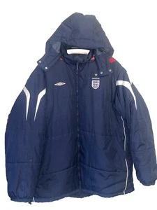 England Football Team Mens Umbro Puffer Navy Blue Jacket Training Bench Coat XXL - Picture 1 of 12