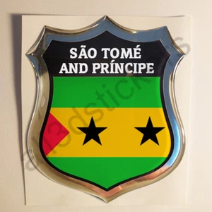 Adesivi São Tomé e Príncipe Scudetto 3D Bandiera Resinato Adesivo Vinile  - Picture 1 of 1