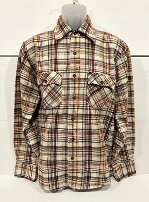 VTG 90s Plaid Flannel Shirt Men’s Large Button Down Western Acrylic JC Penney - Image 1 of 4