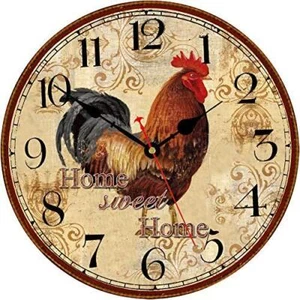 TAHEAT Farmhouse Rooster Wall Clock Battery Operated Silent Arabic Numerals - Picture 1 of 6
