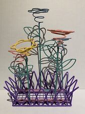 Easter Egg Pastel Holder Basket W/ Wire Spring Flowers 9-1/2”x 5”x 12”