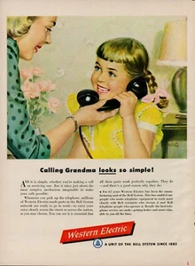 1949 Phone Telephone Western Electric Bell 40s Vintage Print Ad Calling Grandma - Picture 1 of 9