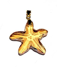 PENDANT/NECKLACE 20" Adj. Cord Glass Crystal Champaign Color Star Fish STARFISH - Picture 1 of 1