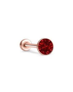 Threadless Labret Nose Ring Monroe Push Pin Stud Rose Gold Steel 3mm CZ - Picture 1 of 14