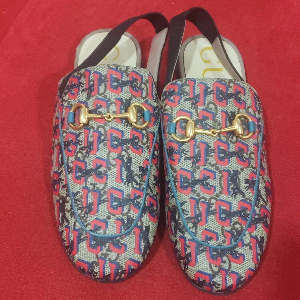 Gucci Princetown Supreme Kids Unisex Shoes Slides Beige Logo Size 33 US 2 - Image 1 of 4