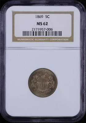1869 5C Shield Nickel NGC MS 62 - Image 1 of 4