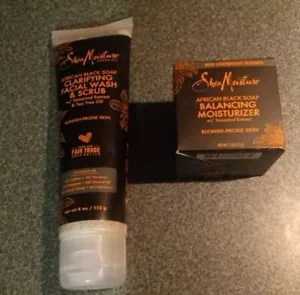 Shea Moisture African Black Soap Clarifying Wash/Scrub & Balancing Moisturizer - Picture 1 of 1