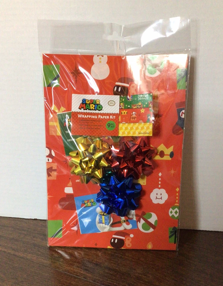 Nintendo Super Mario Birthday Or Christmas Wrapping Paper Kit Set 9 pieces