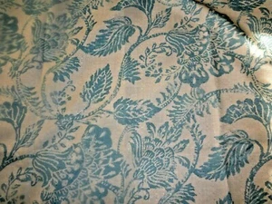 NWT Swirls~Flowers~Leaves~Fabric SHOWER CURTAIN~Creamy Beige~Blue nice quality - Picture 1 of 5