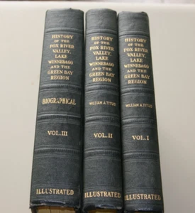 1908 History of the Fox Valley Lake Winnebago and Green Bay Region 3 VoL. Set - Picture 1 of 11
