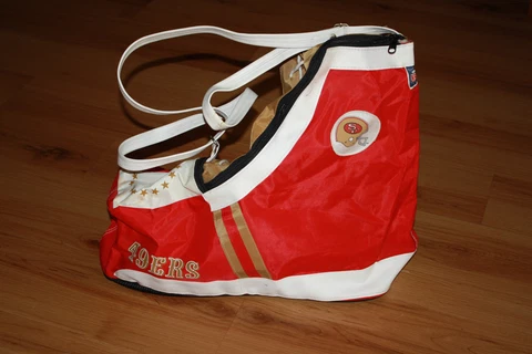 SAN FRANCISCO 49ERS Vintage NFL NFC Shoe Shaped Bag Rare Retro Tailgate Unusual Cover
