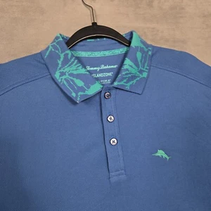 Tommy Bahama Island Zone Polo Hombre Mediano Supima Azul Geométrico Cuello Estampado - Imagen 1 de 9
