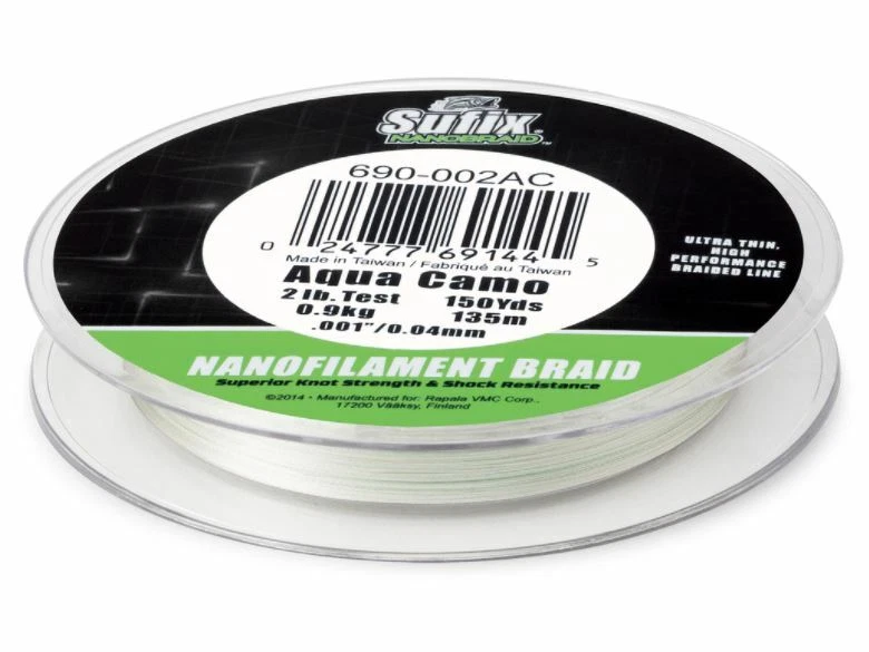 Sufix Nanobraid Nanofilament Braid 150 Yards (137 M) Aqua Camo Select LB Test