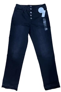 GAP Kids Girl Stretch High Rise Pencil Slim Ankle Black Denim Jean Pants Size 12 - Picture 1 of 5
