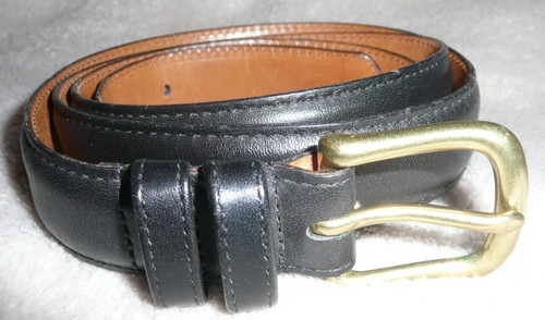 Cintura elegante Coach 6600 vintage da uomo taglia 42 in pelle nera con fibbia in ottone massiccio USA