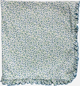 Kissy Kissy Coperta Bianca Reversibile Blu Arruffata Stampa Floreale, 27"x27" - Foto 1 di 3