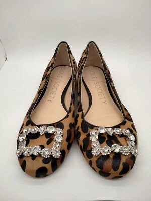 Sole Society Leopard Print Embellished Flats Loafers Shoes Women's Size 7M - Image 1 of 4