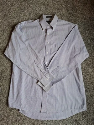Van Heusen Pinpoint Oxford Shirt Blue Striped, 16.5 34/35 Good Used Condition - Image 1 of 4