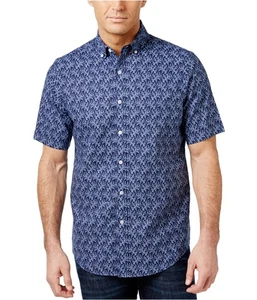 Club Room Mens Coral-Print Button Up Shirt, Blue, Small - Picture 1 of 1