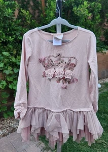 Biscotti 4T Girls Pink Top/Dress W/tulle Skirt, Floral Roses, Princess Crown - Picture 1 of 4