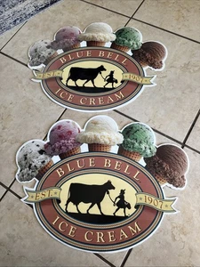 LOTE 2 carteles de exhibición de heladería Blue Bell señalización GRANDE Bluebell - Imagen 1 de 3