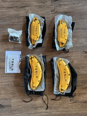 Brake Caliper Covers Set of 4 Tesla Model 3 2017-2023 Accessories Yellow - Image 1 of 4