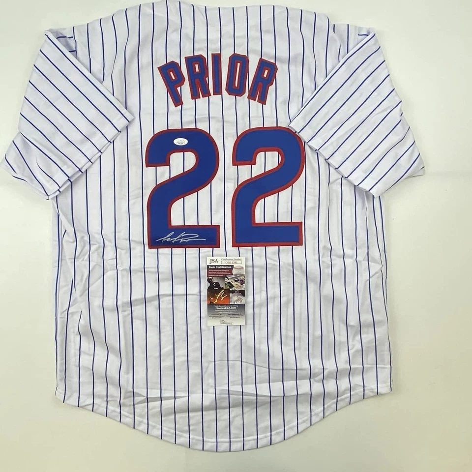 Autographed/Signed MARK PRIOR Chicago Pinstripe Baseball Jersey JSA COA - Image 1 of 4