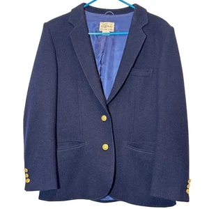 Vintage Damen Gr. 12 adretter marineblauer einreihiger Wollblazer Dark Academia - Bild 1 von 18