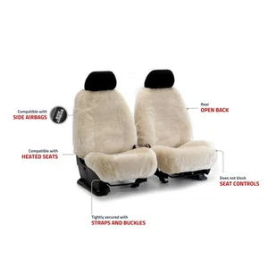 Genuine Australian Sheepskin Lowback Seat Covers Black Pair w/Headrest Covers - Bild 1 von 17
